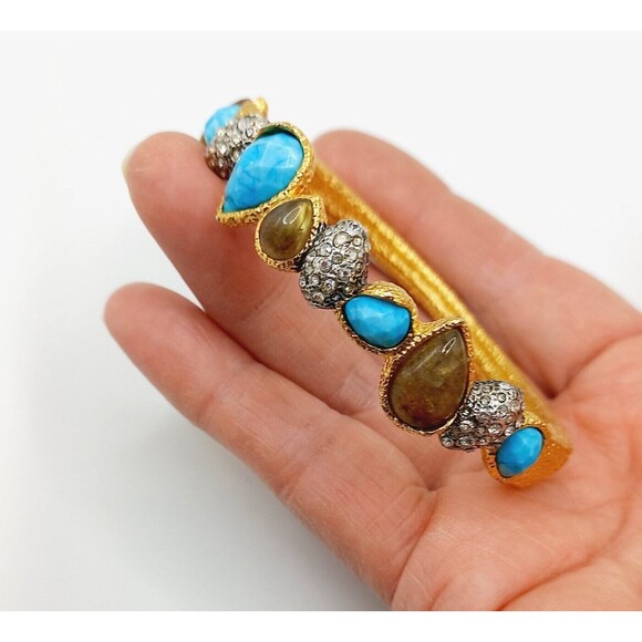 Alexis Bittar Elements Cholulian Turquoise, Labradorite & Crystal Cluster Bangle - Picture 5 of 13